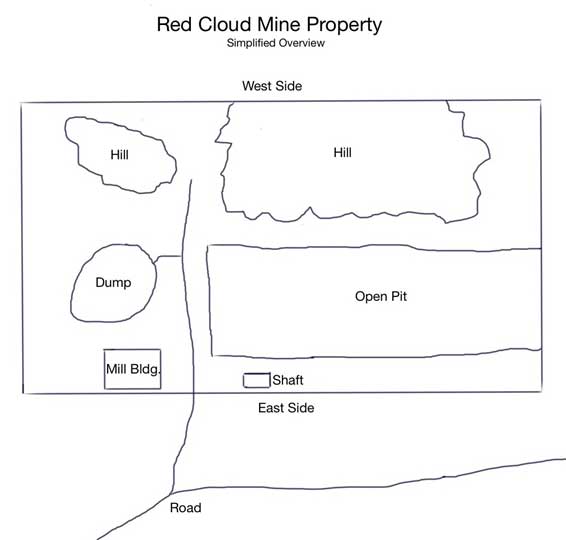 birds eye view of the Red Cloud Mine property